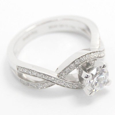 Criss Cross Diamond Engagement Ring 14k White Gold  