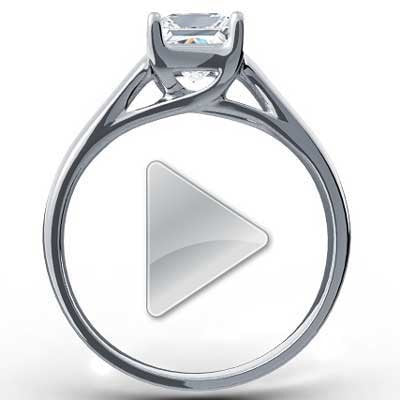E93253-Cross Prong Lucida Style Diamond Solitaire Ring 14k White Gold