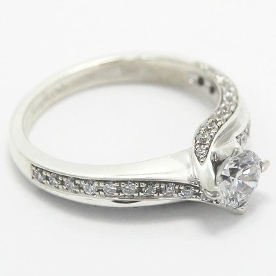 E93665-Curved Diamond Engagement Ring 14k White Gold