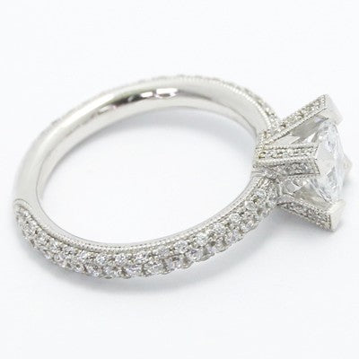 E93680-2 Designed Pave Set Diamond Engagement Ring 14k White Gold