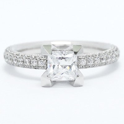 Design Pave Set Diamond Engagement Ring 14k White Gold