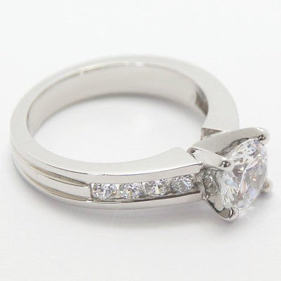 Designed Band Diamond Engagement Ring 14k White Gold