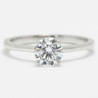 Designed Solitaire Setting Engagement Ring 14k White Gold