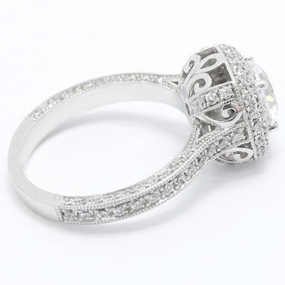Designer Crown Pave Diamond Ring 14k White Gold