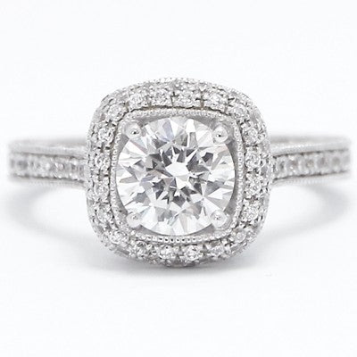 Designer Crown Pave Diamond Ring 14k White Gold