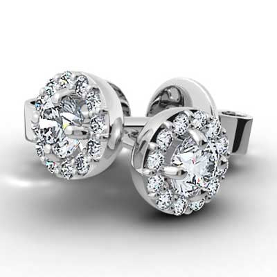 0.21 Carats Diamond Halo Cluster 18k White Gold SR41509