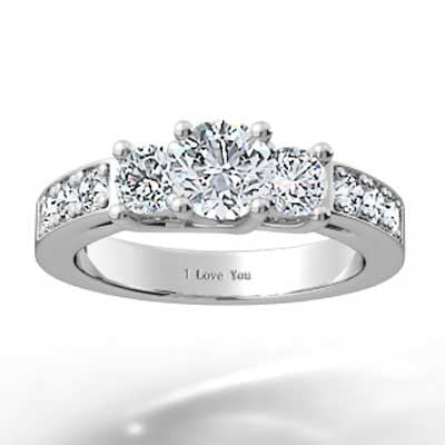 Diamond Ring With Bead Set Diamonds 14k White Gold