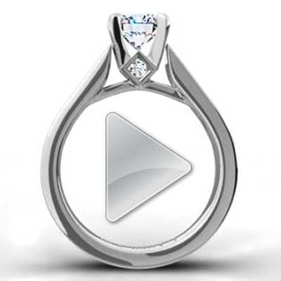 E93314-Bezel Set Princess Cut Engagement Ring 14k White Gold
