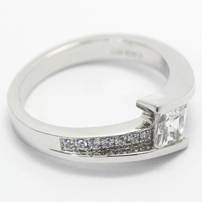 Double Band Princess Cut Tension Style 14k White Gold