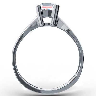 Double Gallery Tapered Engagement Ring 14k White Gold