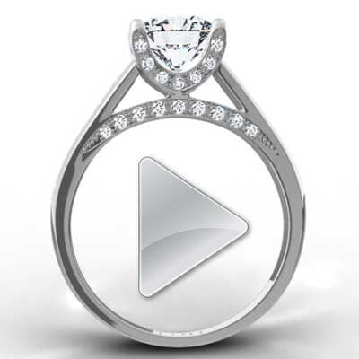 Channel Set Diamond Ring with Pave Accents 14k White Gold
