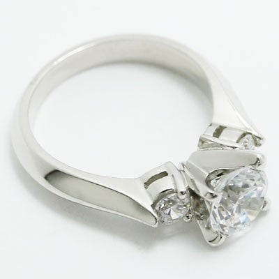 E93292 Three Stone Knife Edge Diamond Engagement Ring 14k White Gold