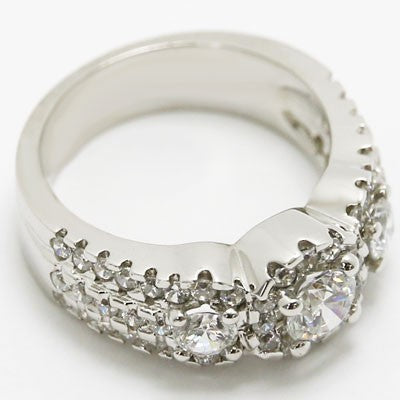 E93326 Wide Vintage Diamond Engagement Ring 14k White Gold