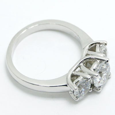 E93559 Three Stone Lucida Style Engagement Ring 14k White Gold