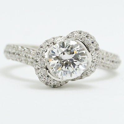 E93708 Flower Shaped Diamond Engagement Ring 14k White Gold.jpg