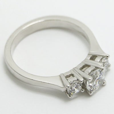 E93850 Three Stone Tapered Diamond Engagement Ring 14k White Gold