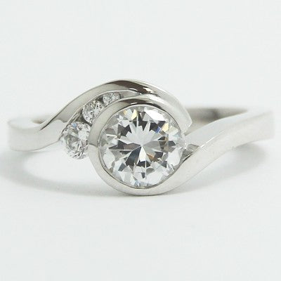 E94364 Euro Shank Swirl Style Engagement Ring 14k White Gold