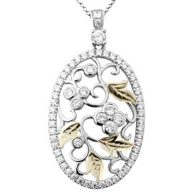 Pendant 14k White & Yellow Gold F9195