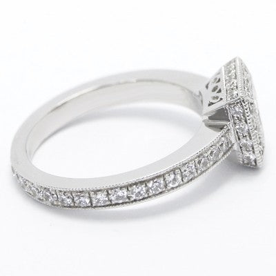 E93798 Filigree Princess Halo Eternity Engagement Ring 14k White Gold