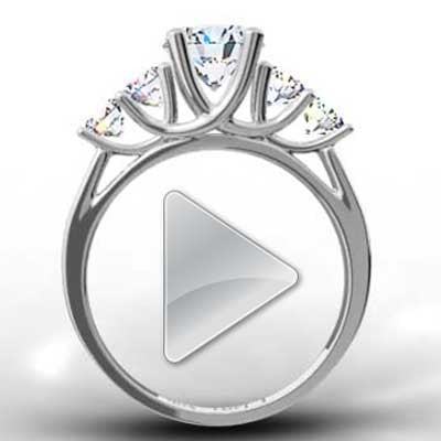 Four Stone Cross Prong Engagement Ring 14k White Gold
