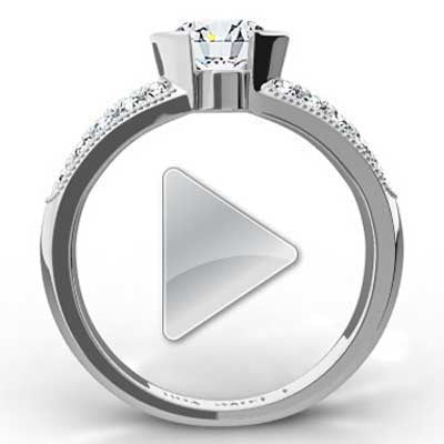 E93500-Half Bezel Tension Style Diamond Ring 14k White Gold