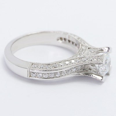 High Pave Set Designer Diamond Ring 14k White Gold 