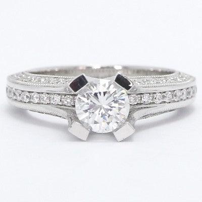 High Pave Set Designer Diamond Ring 14k White Gold 