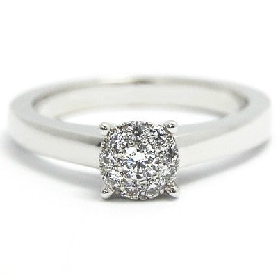 Illusion Set Solitaire Engagement Ring 14k  White Gold