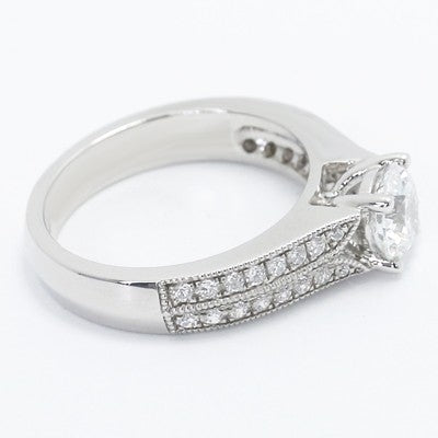 E93979 Knife Edge Two Rows Diamond Engagement Ring 14k White Gold