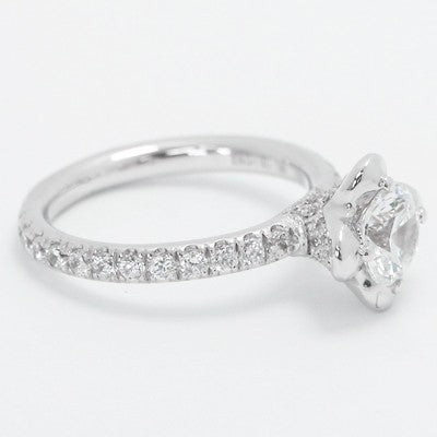 Lotus Style Diamond Engagement Ring 14k White Gold