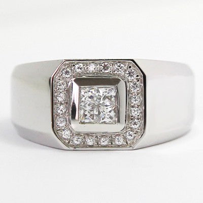 G94099-Men's Diamond Ring 14k White Gold