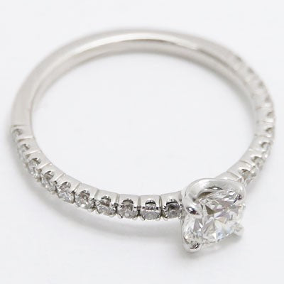 MER-P03 Delicate Tiny Diamond Engagement Ring 14k White Gold 