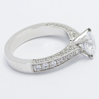 Micro Pave Engagement Ring 14k White Gold