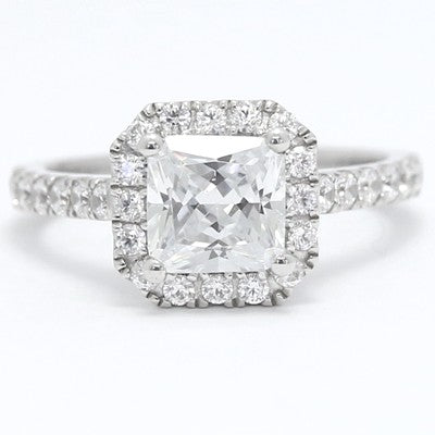 Octagon Shape Halo for Princess Cut Diamond 14k White Gold