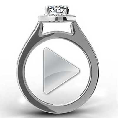 Oval Shape Halo Diamond Ring 14k White Gold