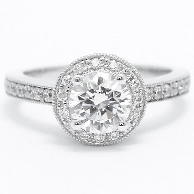Pave Set Designer Engagement Ring 14k White Gold