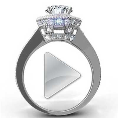 E93546-Pave Set Designer Engagement Ring 14k White Gold