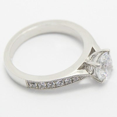 E94003-Pave Set Tapered Engagement Setting 14k White Gold