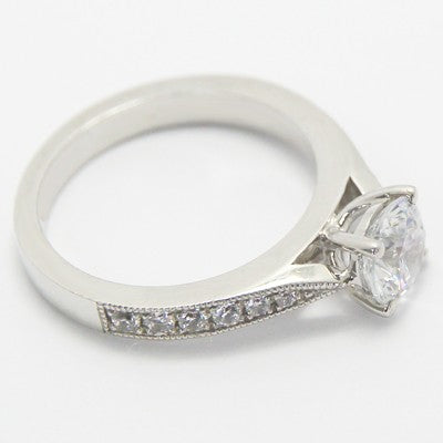 Pave Set Tapered Engagement Setting 14k White Gold