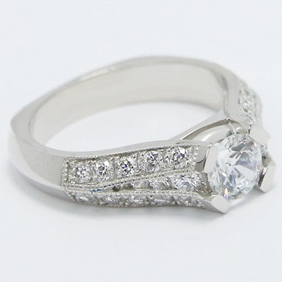 E93375-Pave Tension Style Engagement Ring 14k White Gold