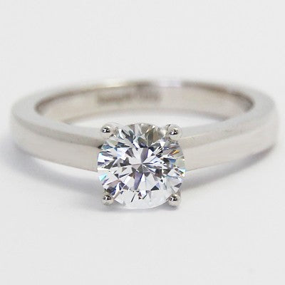E93987-Raised Four Claw Solitaire Engagement Ring 14k White Gold