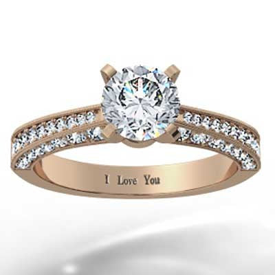 E93583R-Micro Pave Engagement Ring 14k Rose Gold
