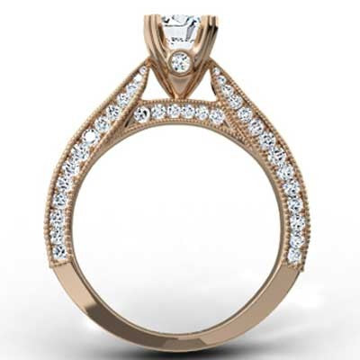 E93613R-Triple Sided Pave Engagement Ring 14k Rose Gold