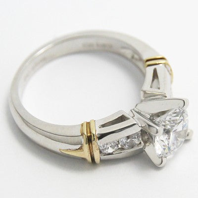 Side Channel Set Engagement Ring 14k White & Yellow
