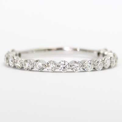 Single Prong 75% Eternity Diamond Wedding Ring 14k White Gold