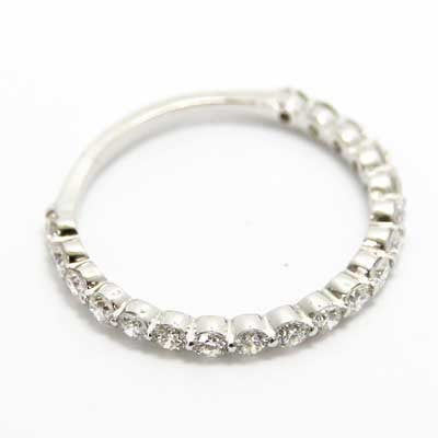 Single Prong 75% Eternity Diamond Wedding Ring 14k White Gold