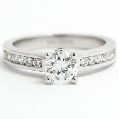 E93877  Solid Channel Set Engagement Ring 14k White Gold