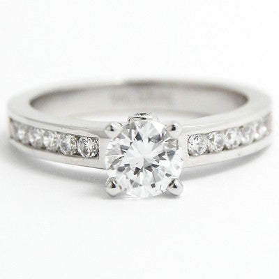 Solid Channel Set Engagement Ring 14k White Gold