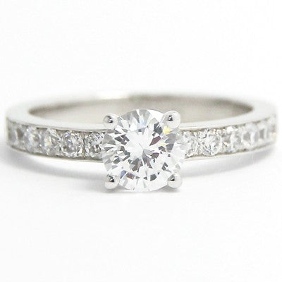 E93904  Solid Channel Set Engagement Ring 14k White Gold