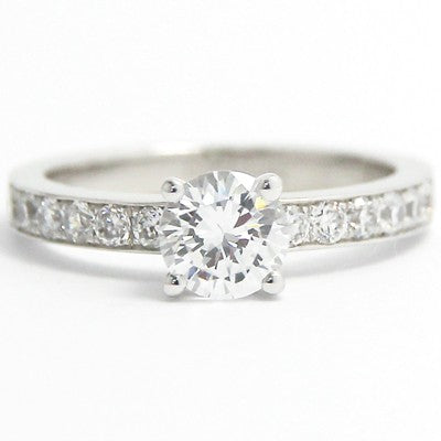 Solid Channel Set Engagement Ring 14k White Gold